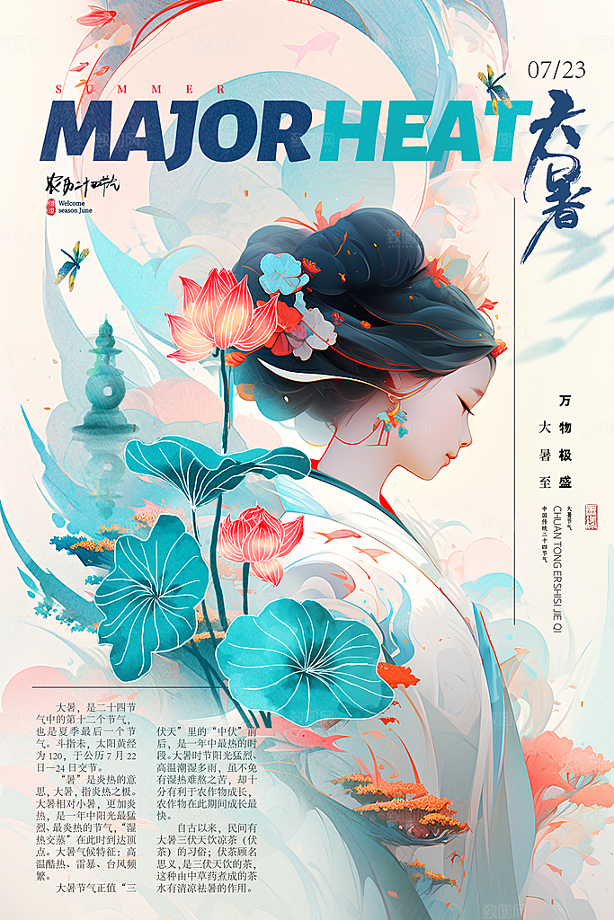 大暑节气简约大气海报