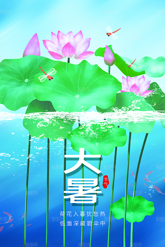 大暑节气简约大气海报