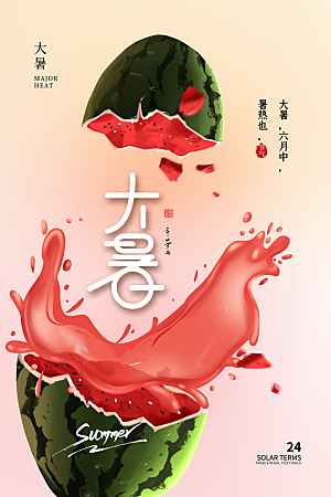 大暑节气简约大气海报