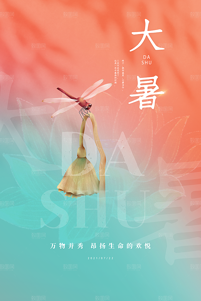 大暑节气简约大气海报