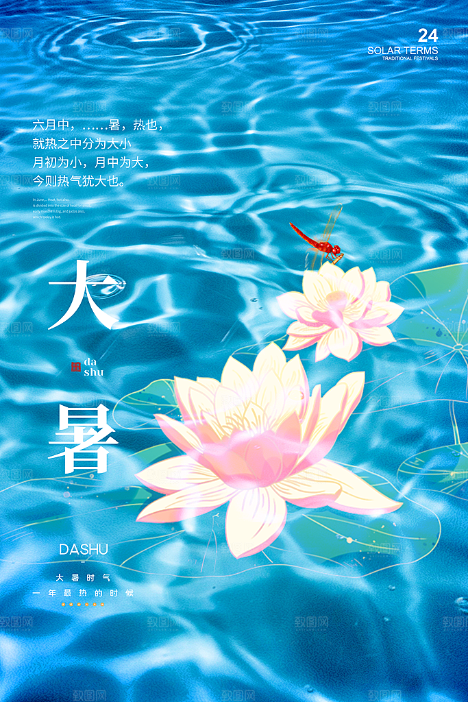 大暑节气简约大气海报