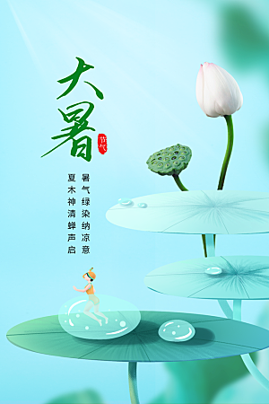 大暑节气简约大气海报