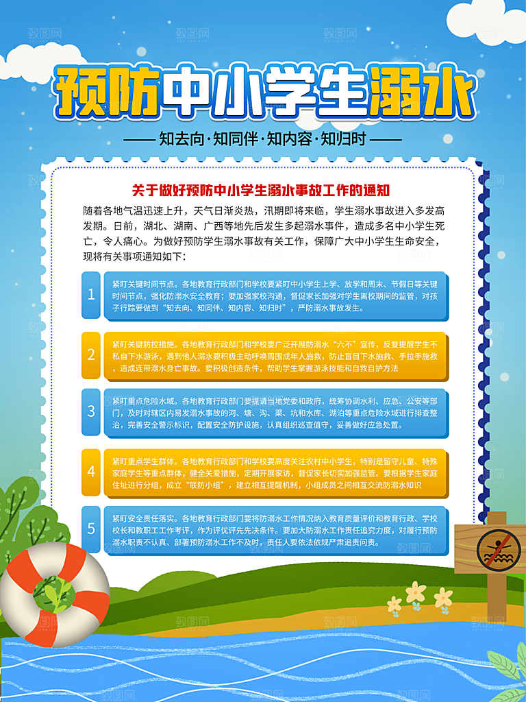 暑期防溺水宣传海报设计素材