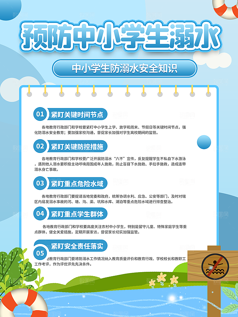 暑期防溺水宣传海报设计素材