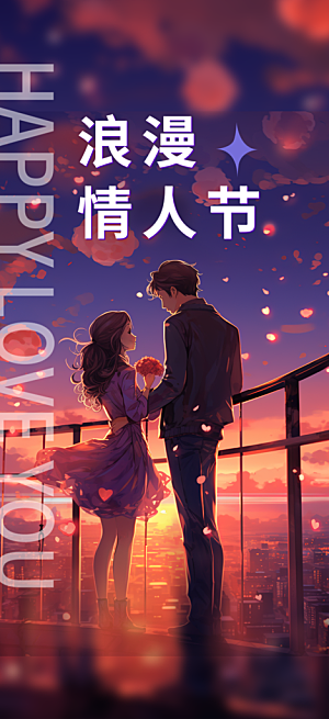 多彩七夕节情人节活动海报