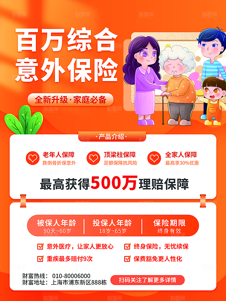 意外保险保险宣传海报设计
