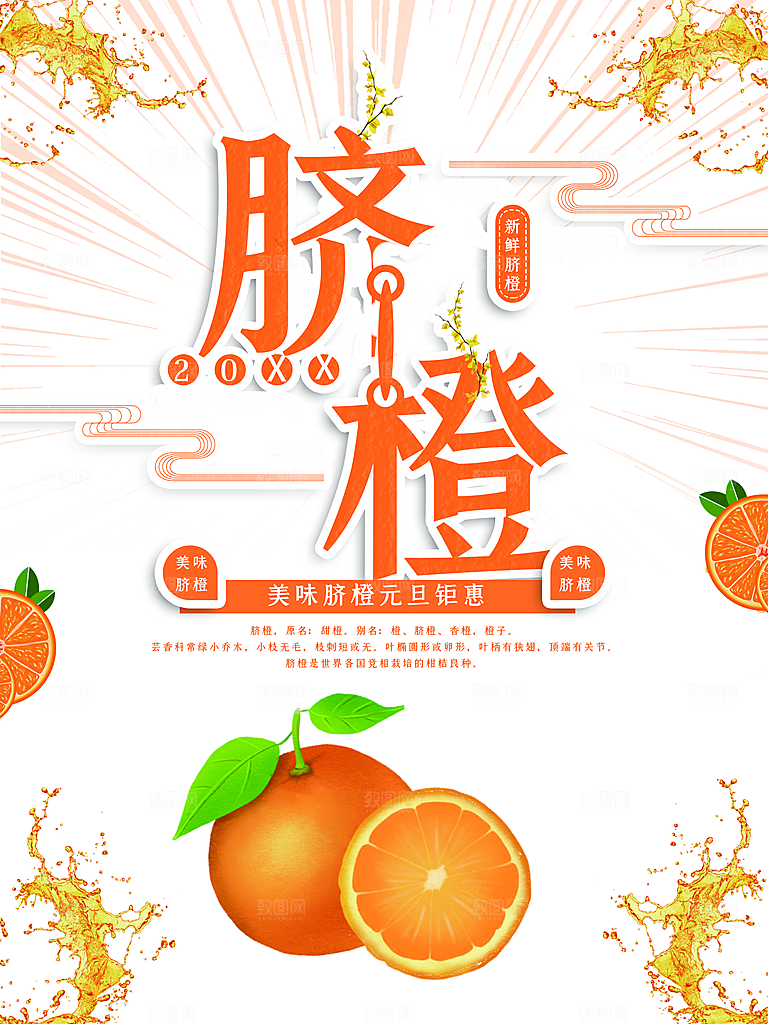 新鲜水果脐橙海报