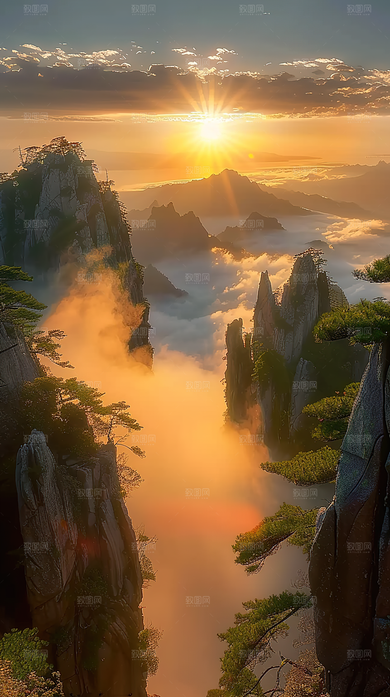 日出天空云彩云层唯美风光景色