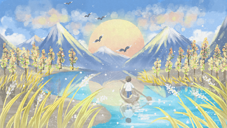中国传统二十四节气秋分节气海报插画