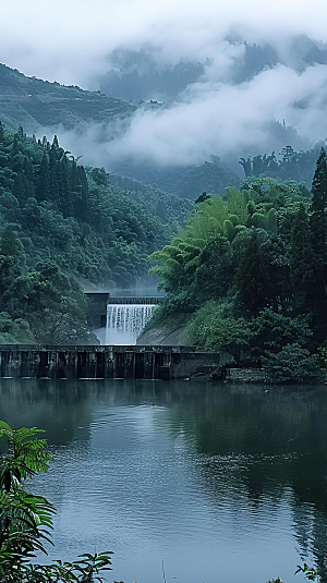 意境青山山峰唯美山水绿水风景