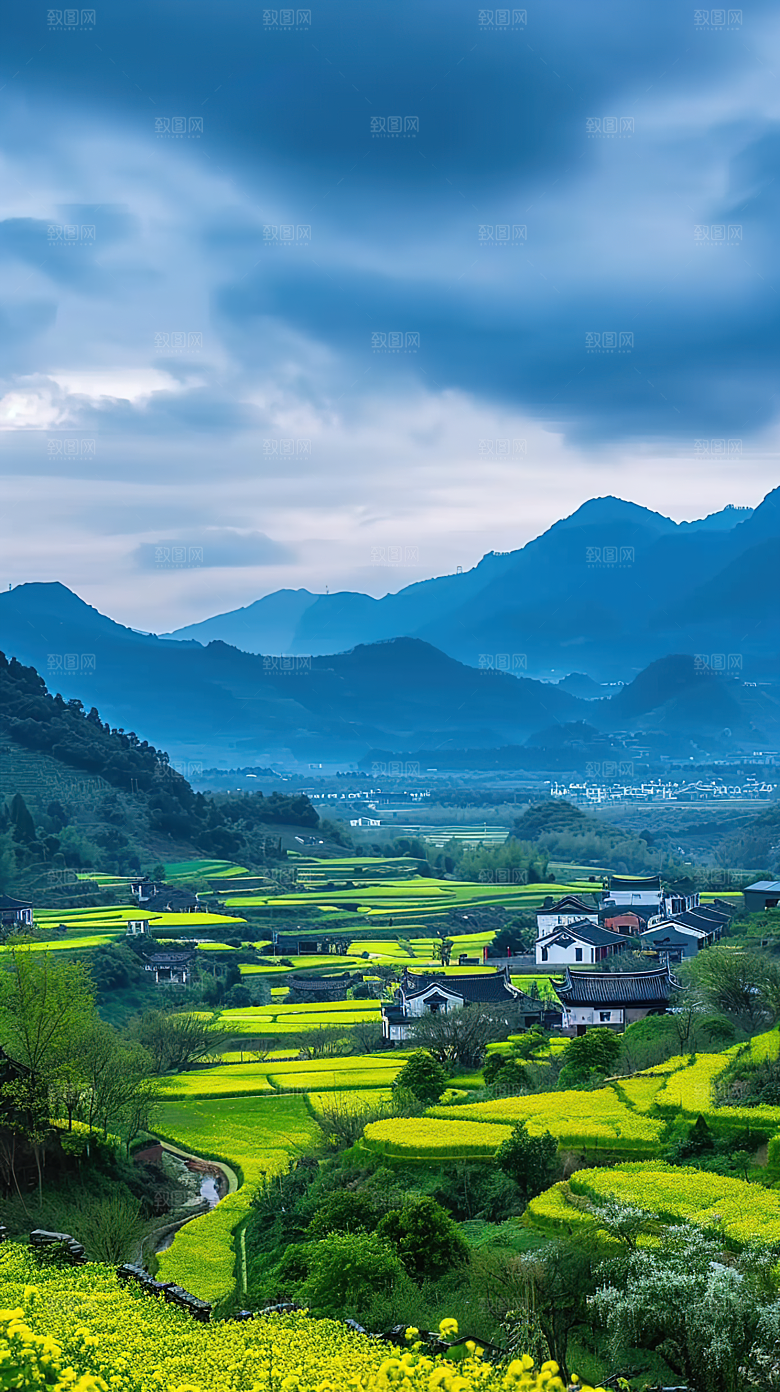 意境青山山峰唯美山水绿水风景