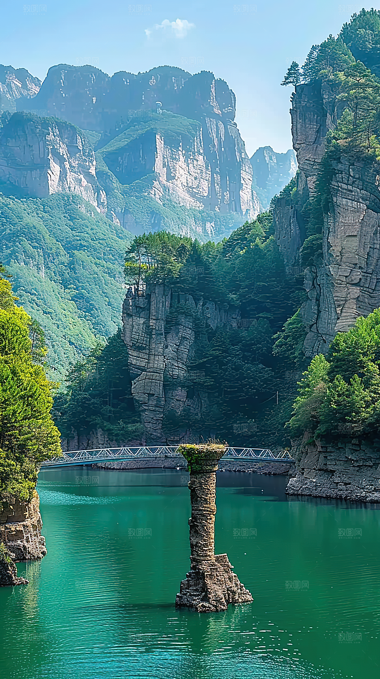 意境青山山峰唯美山水绿水风景