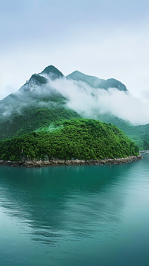 意境青山山峰唯美山水绿水风景