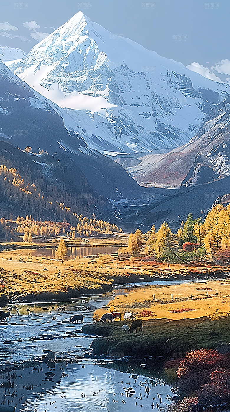 意境青山山峰唯美山水绿水风景