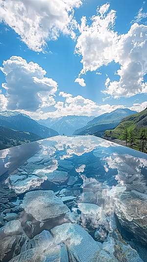 山峰唯美风景绿水青山山水意境