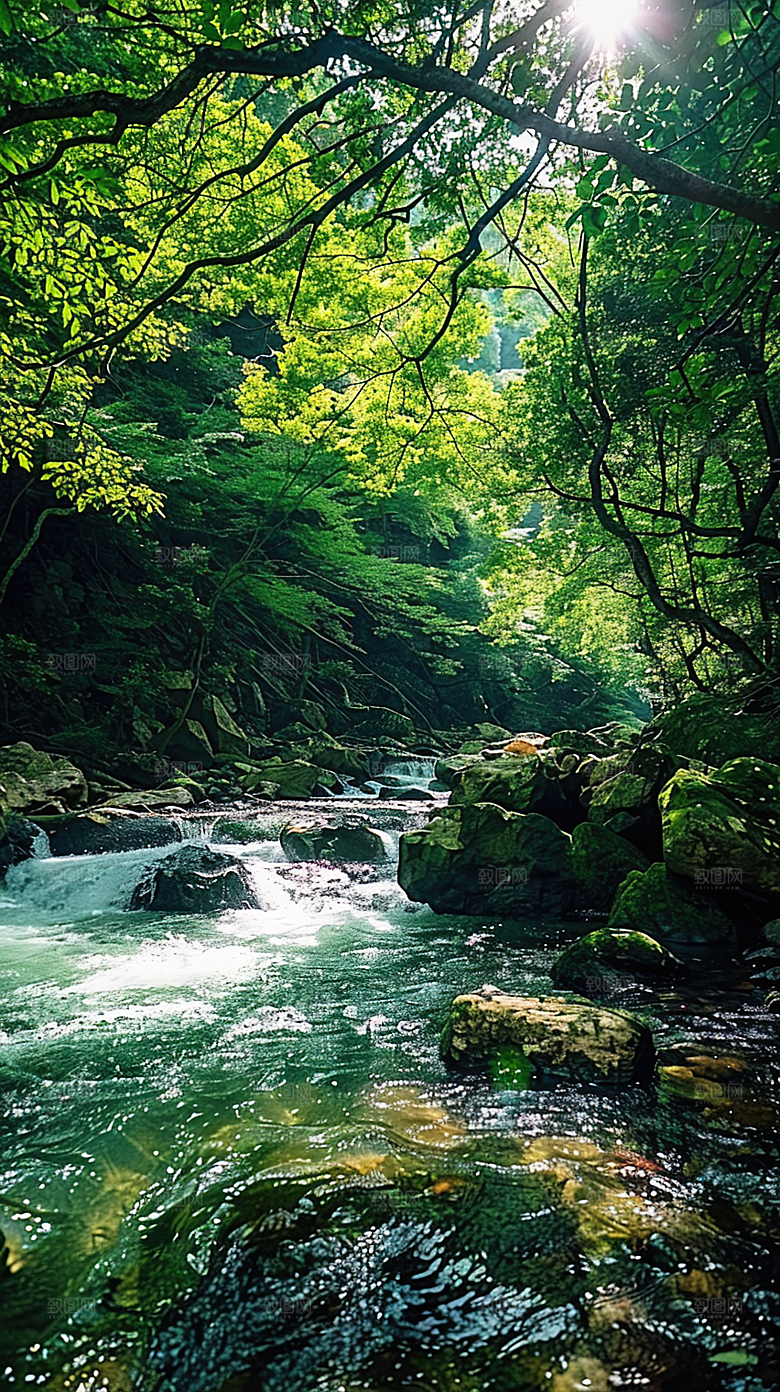 山峰唯美风景绿水青山山水意境