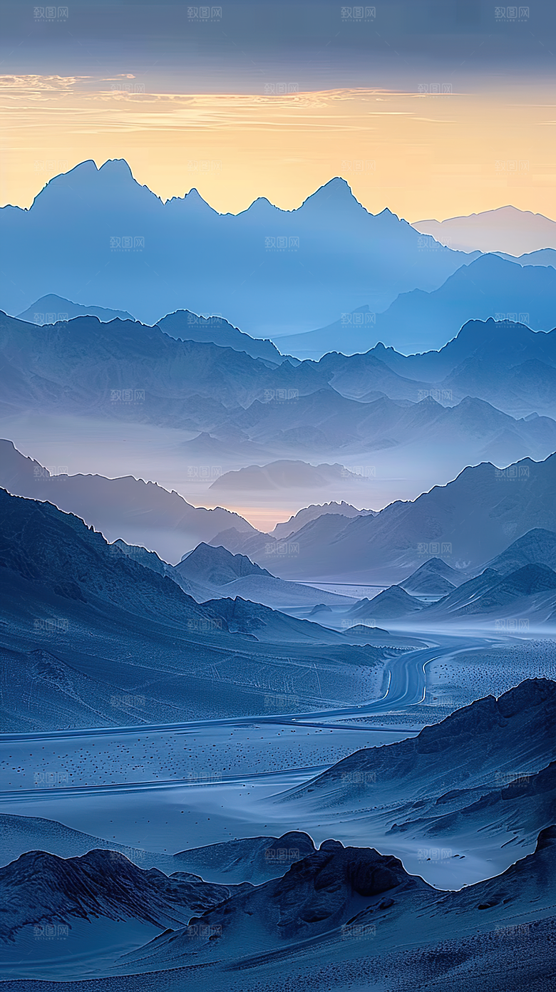 山峰绿水风景青山意境山水唯美