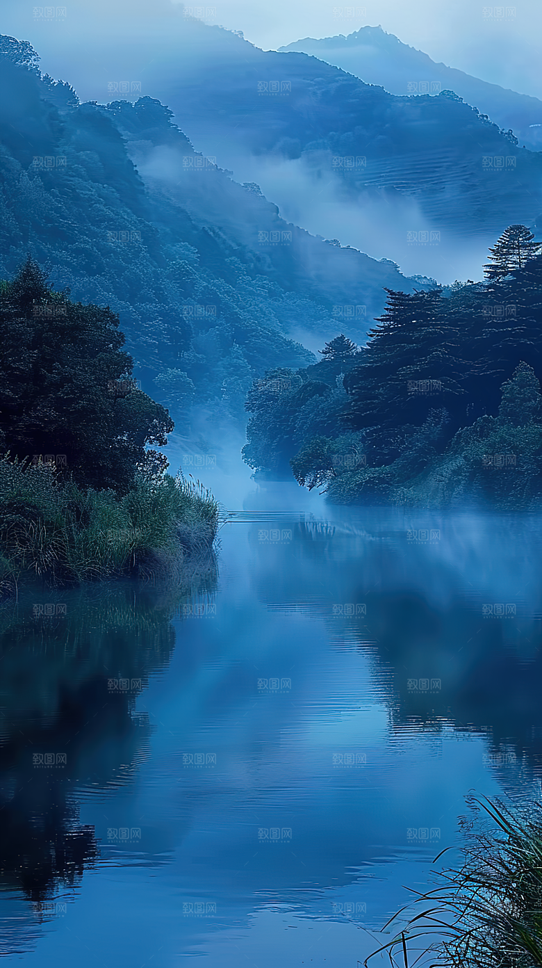 意境山水青山唯美绿水山峰风景