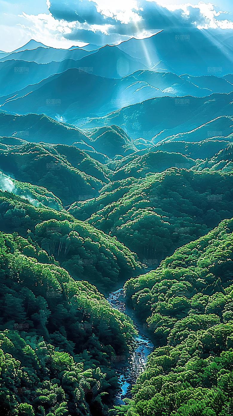 意境山水青山唯美绿水山峰风景