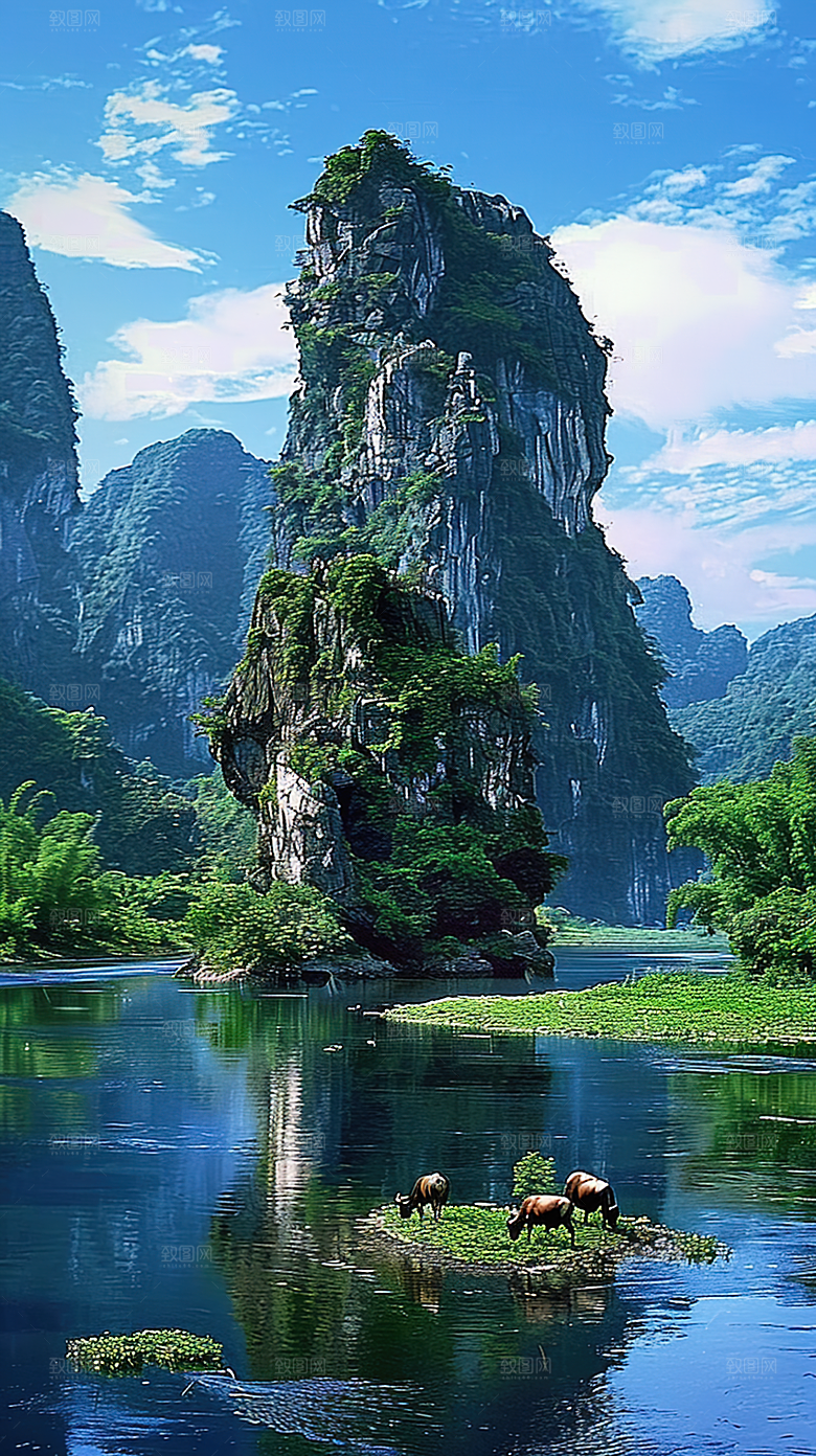 意境山水青山唯美绿水山峰风景