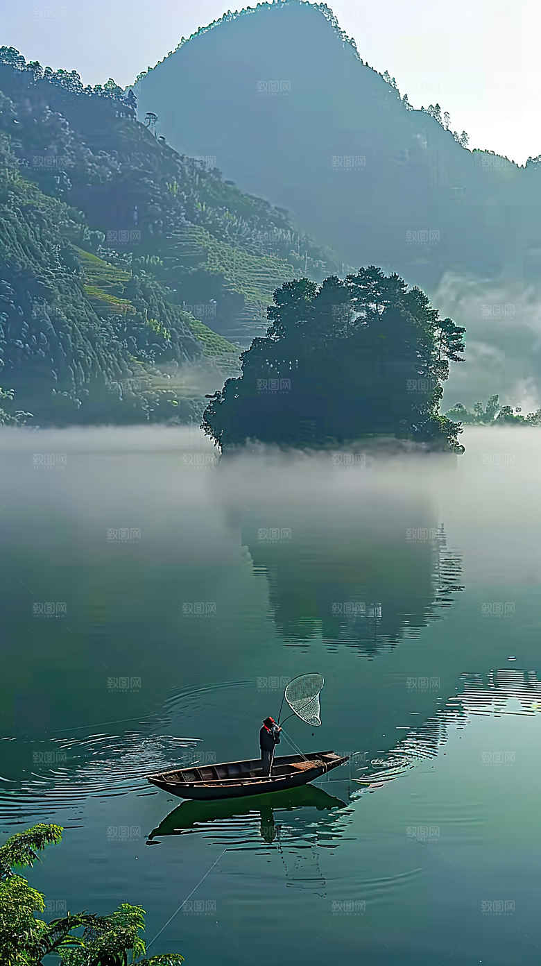 山峰山水意境风景唯美绿水
