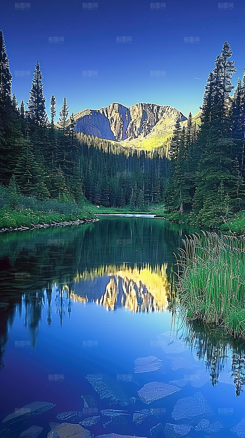 山峰山水意境风景唯美绿水