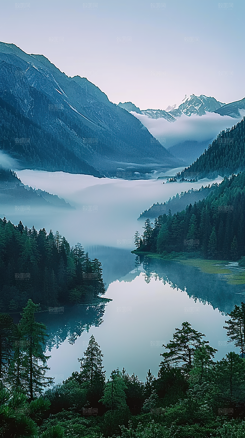 山峰山水意境风景唯美绿水