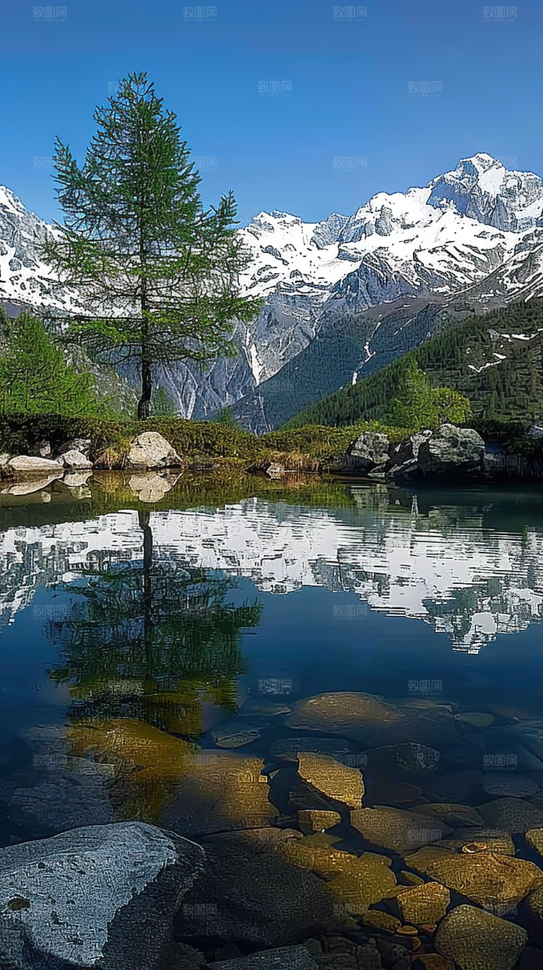 山峰山水意境风景唯美绿水