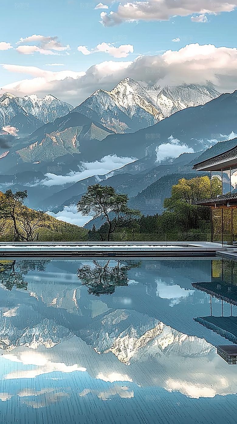 山峰山水意境风景唯美绿水