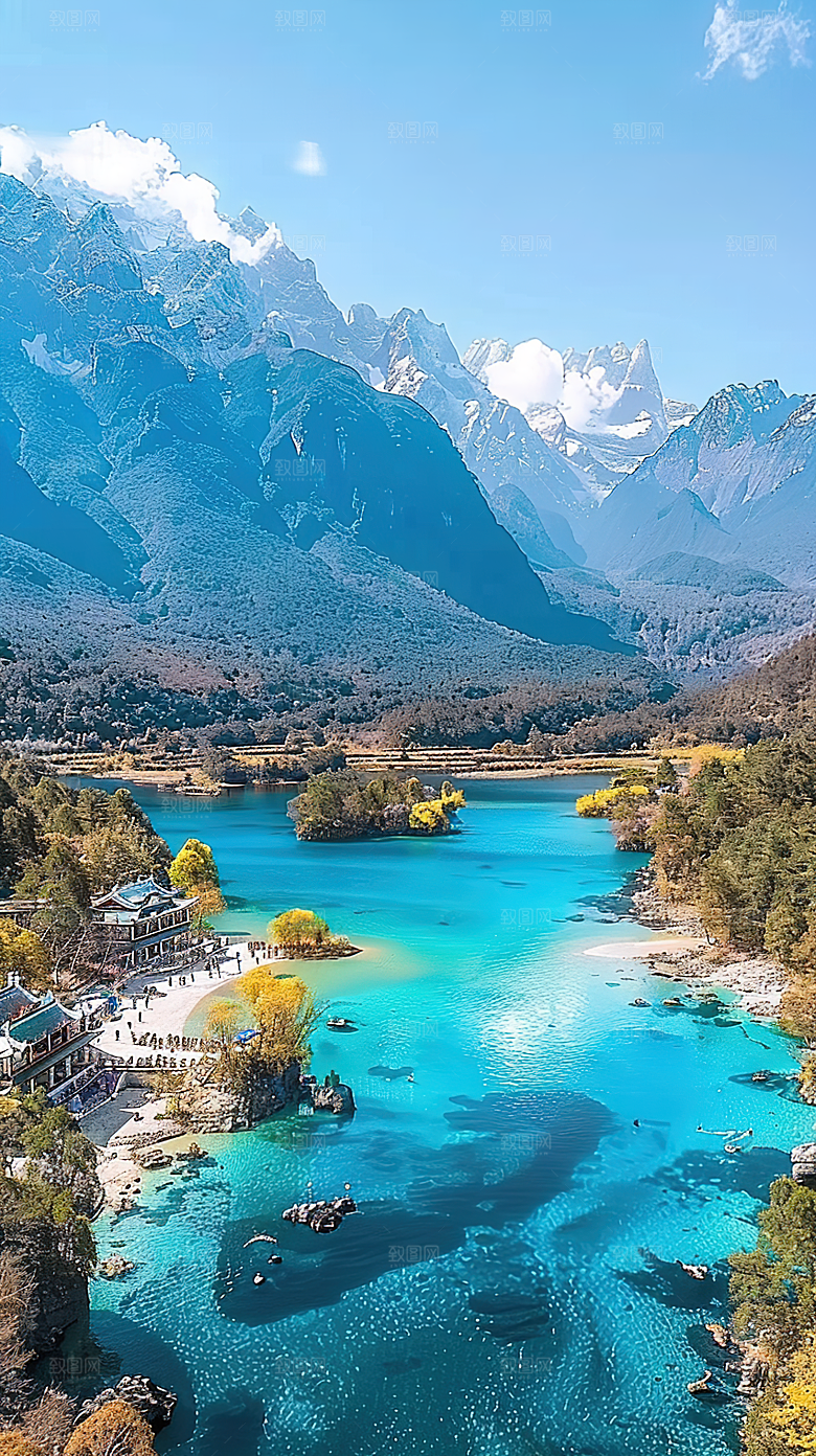 山峰山水意境风景唯美绿水