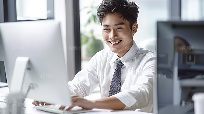 年轻办公商务人物白领男性工作摄影