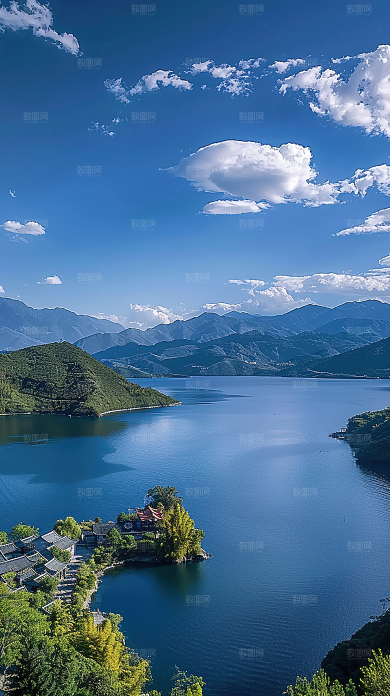 风景青山山峰唯美绿水山水意境