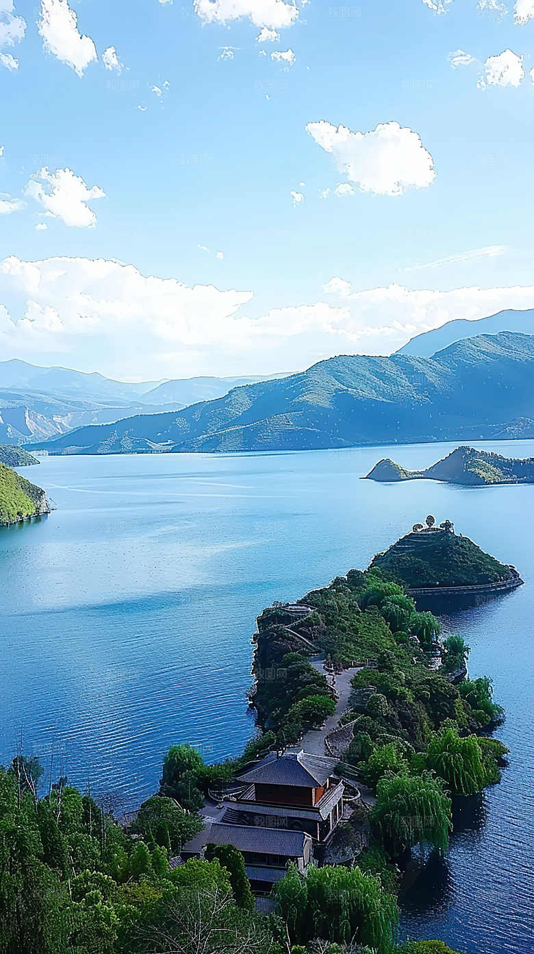 风景青山山峰唯美绿水山水意境