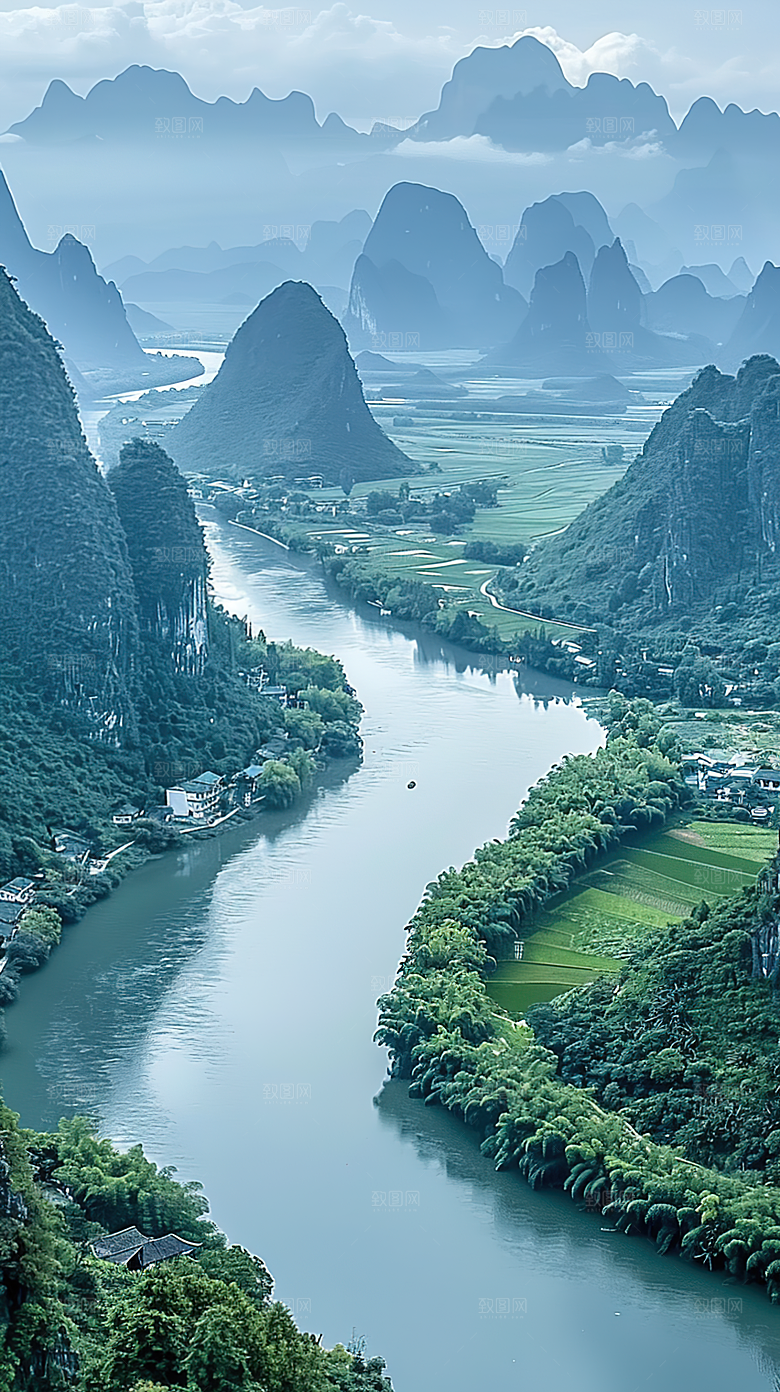 意境风景山水绿水青山山峰唯美