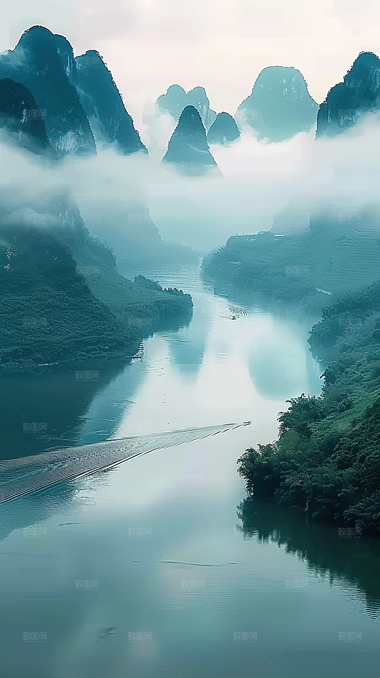 意境风景山水绿水青山山峰唯美