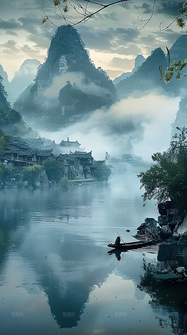 意境风景山水绿水青山山峰唯美