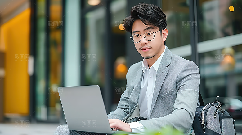 年轻商务摄影工作办公男性白领人物