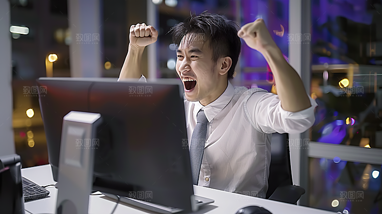 年轻商务摄影工作办公男性白领人物
