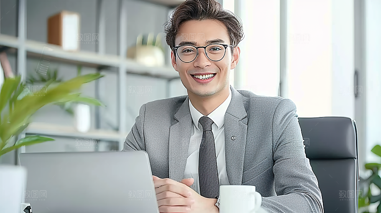 白领年轻商务工作人物男性办公摄影