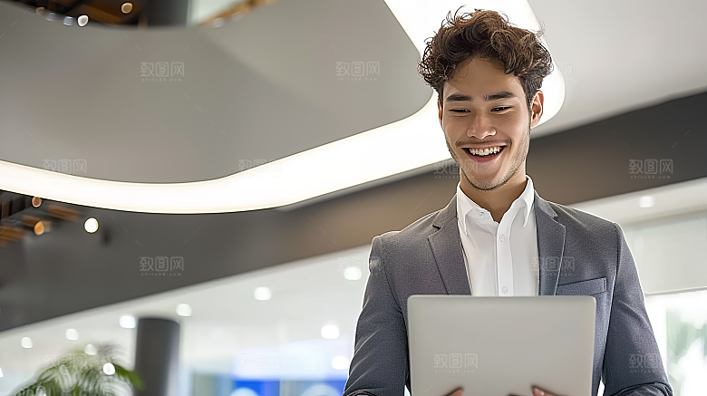 白领年轻商务工作人物男性办公摄影
