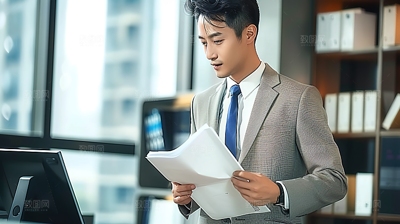 年轻摄影男性商务白领办公人物工作