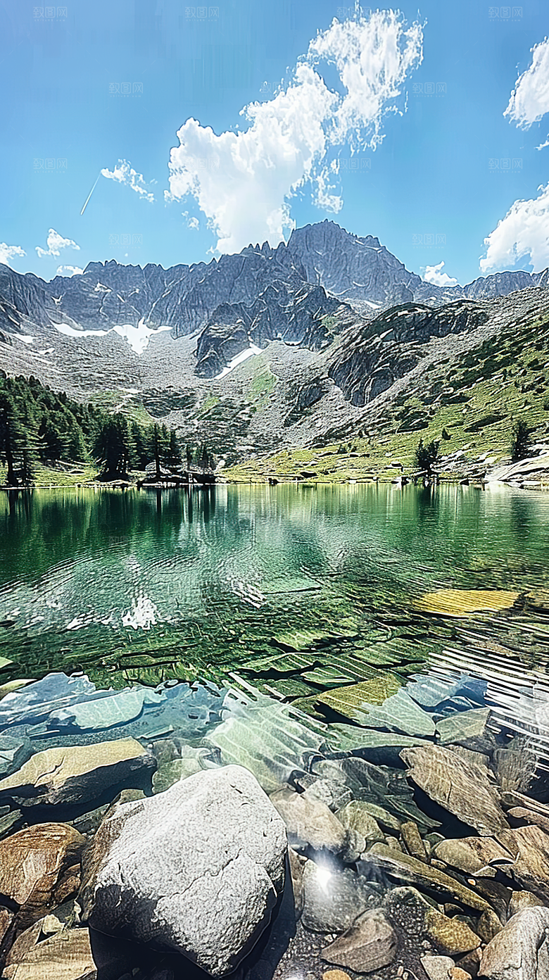 青山山水唯美绿水风景意境山峰