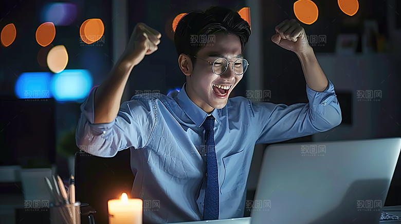 人物摄影办公年轻白领工作男性商务