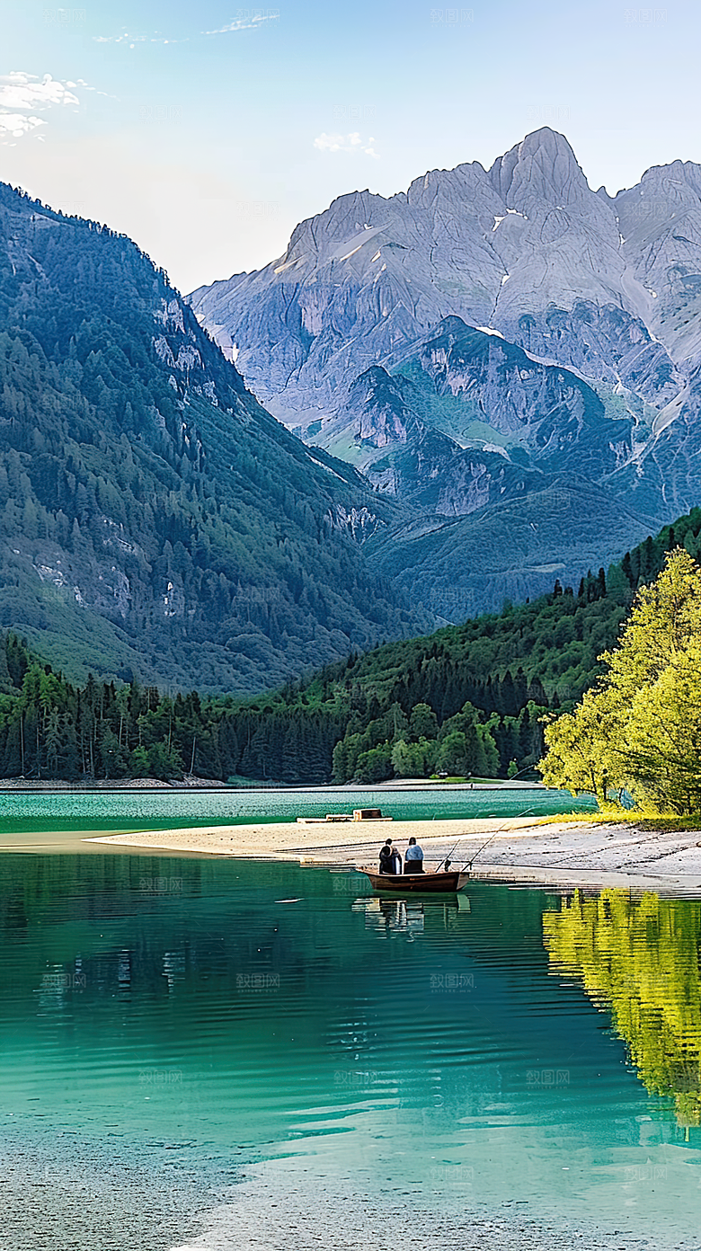 青山山水唯美绿水风景意境山峰
