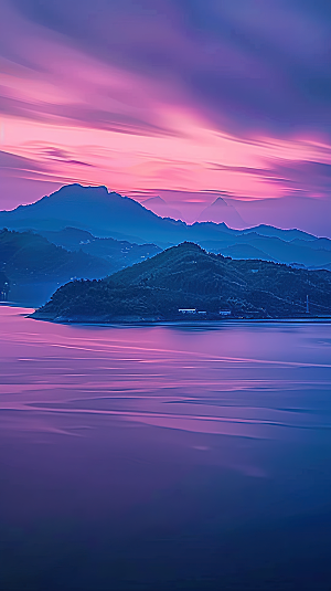 青山山水唯美绿水风景意境山峰