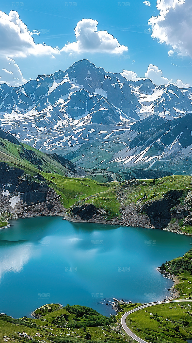 青山山水唯美绿水风景意境山峰