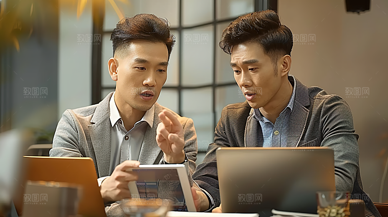年轻办公男性白领人物工作商务