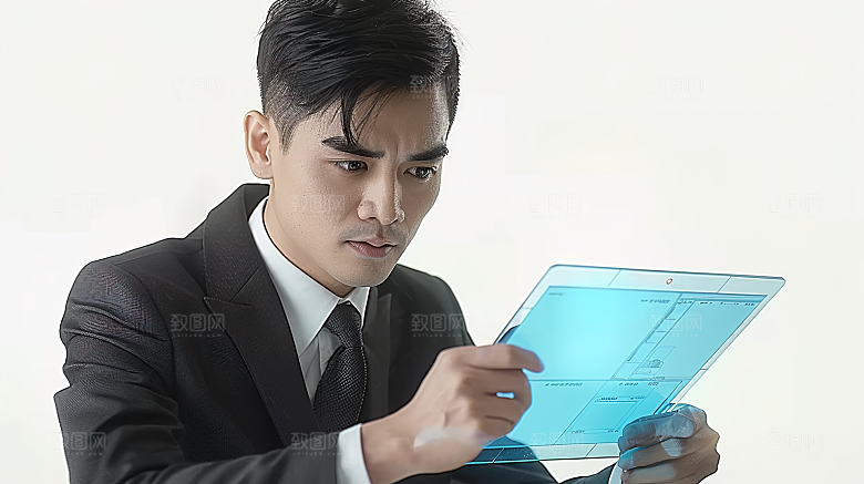 年轻办公男性白领人物工作商务