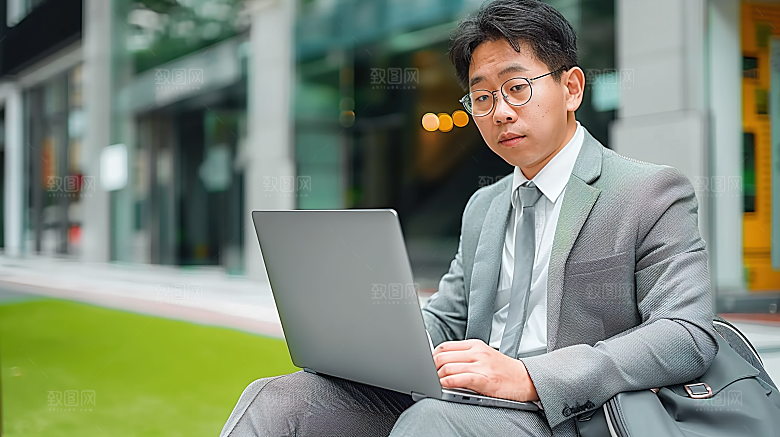 年轻办公男性白领人物工作商务