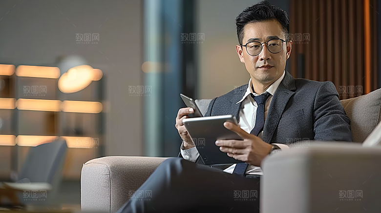 年轻办公男性白领人物工作商务